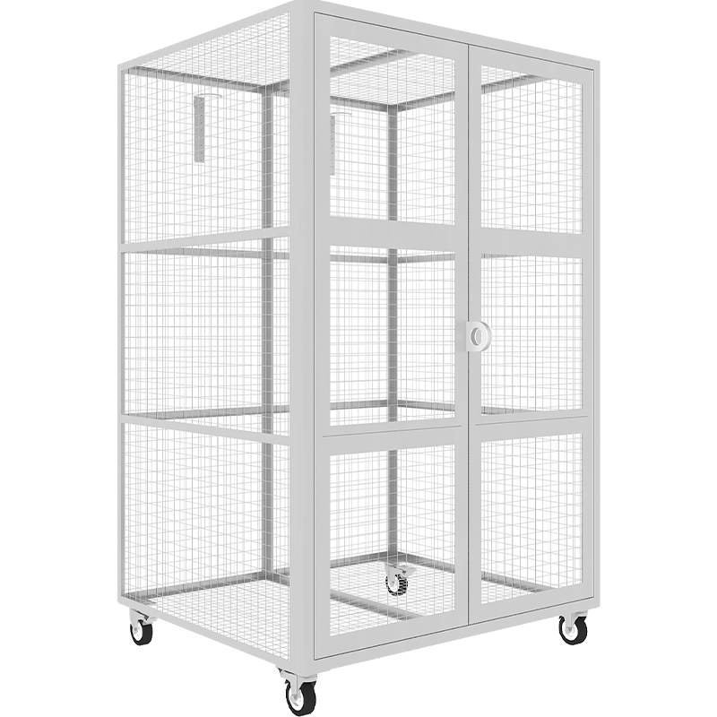 Steel wire mesh bike storage locker with wheels