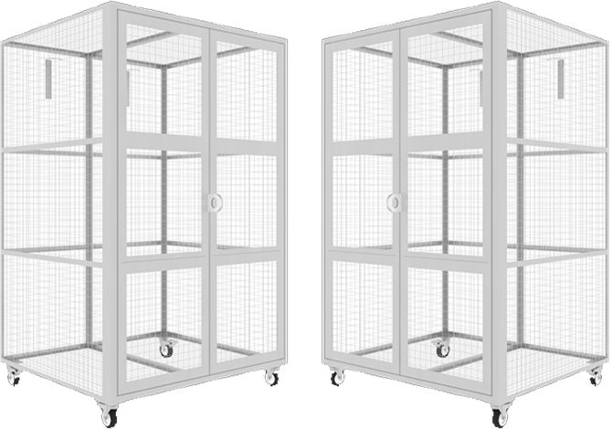 Steel wire mesh bike storage locker with wheels