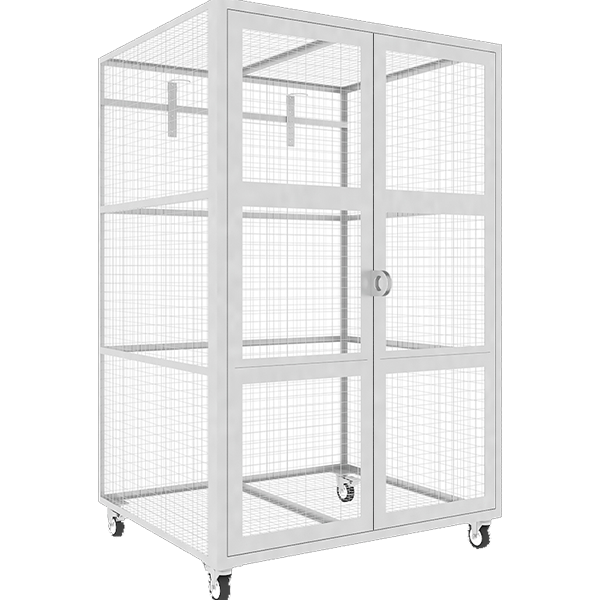 Steel wire mesh bike storage lockers with wheels