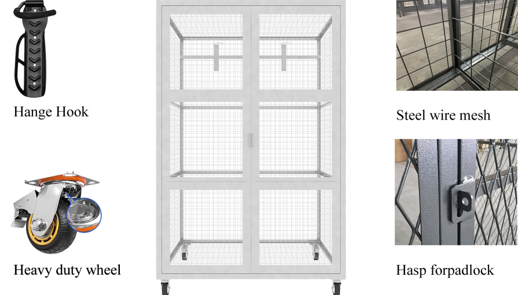 Irom wire mesh storage locker for bike shed