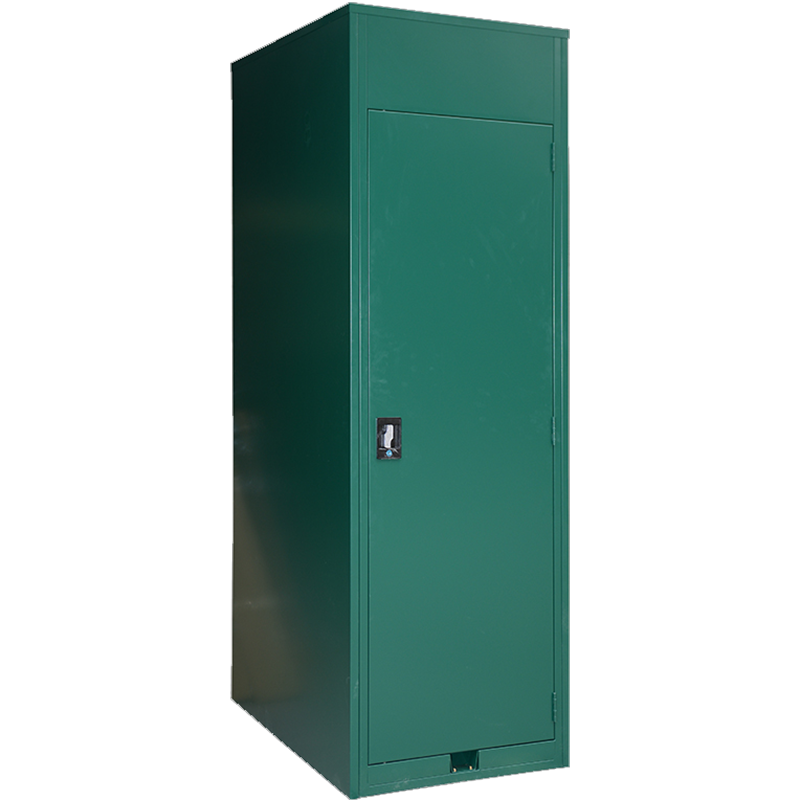 Steel green color vertical bike storage locker