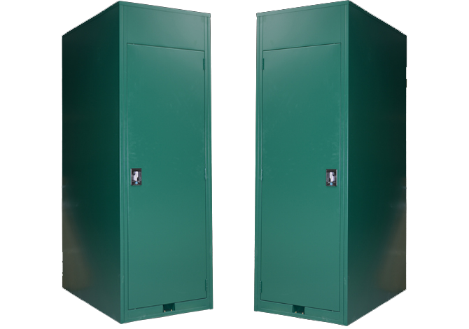 Steel green color vertical bike storage locker
