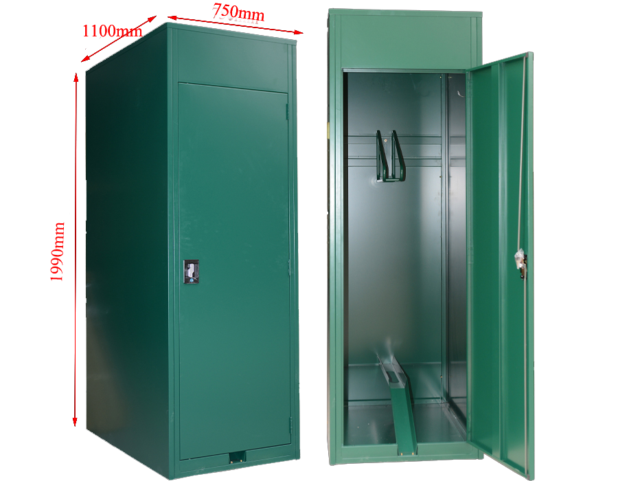 Steel green vertical bike locker