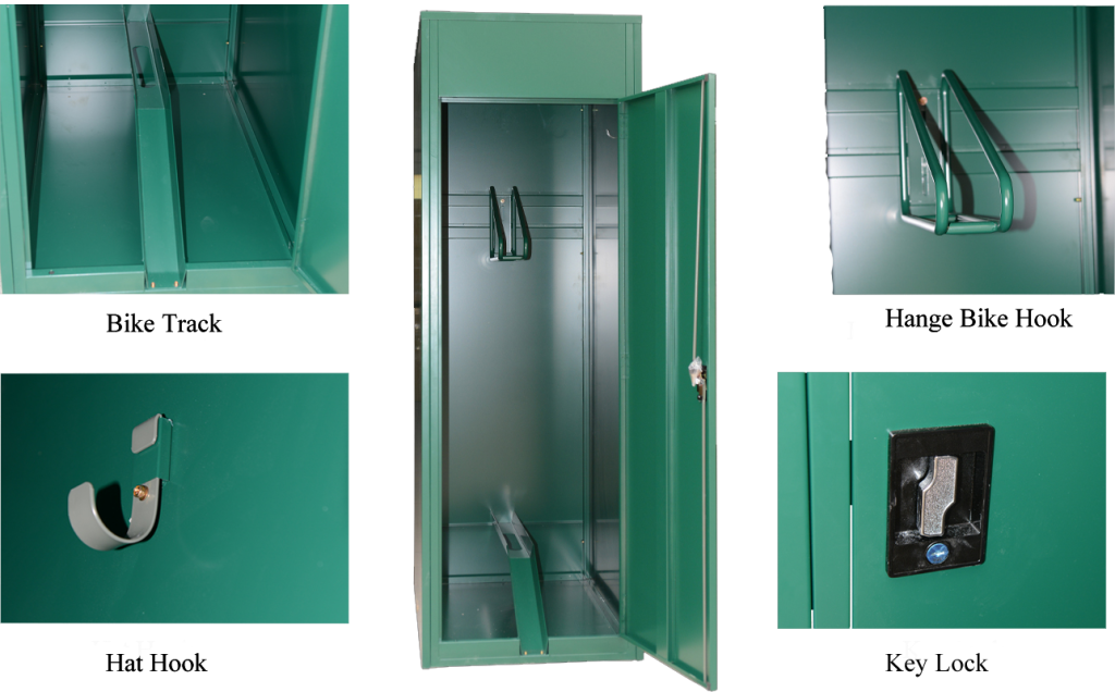 Metal vertical bike locker details