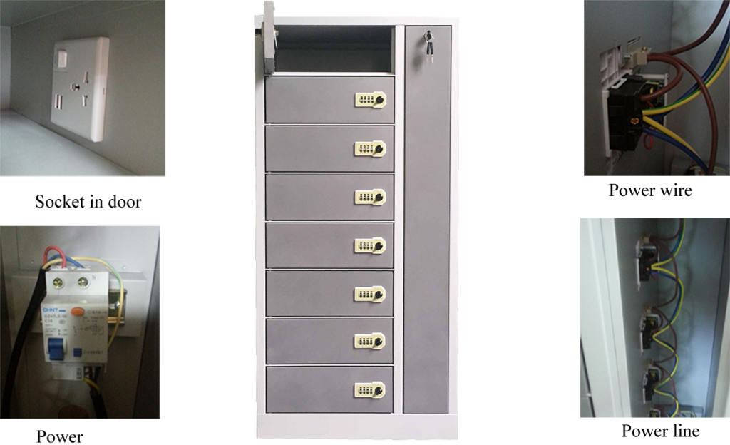 Metal charging locker with digital lock in grey color