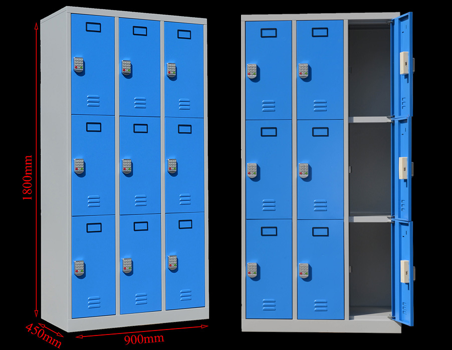 SFS Metal Locker for Storage Clothes with Nine Doors in Blue SFS-SL-001