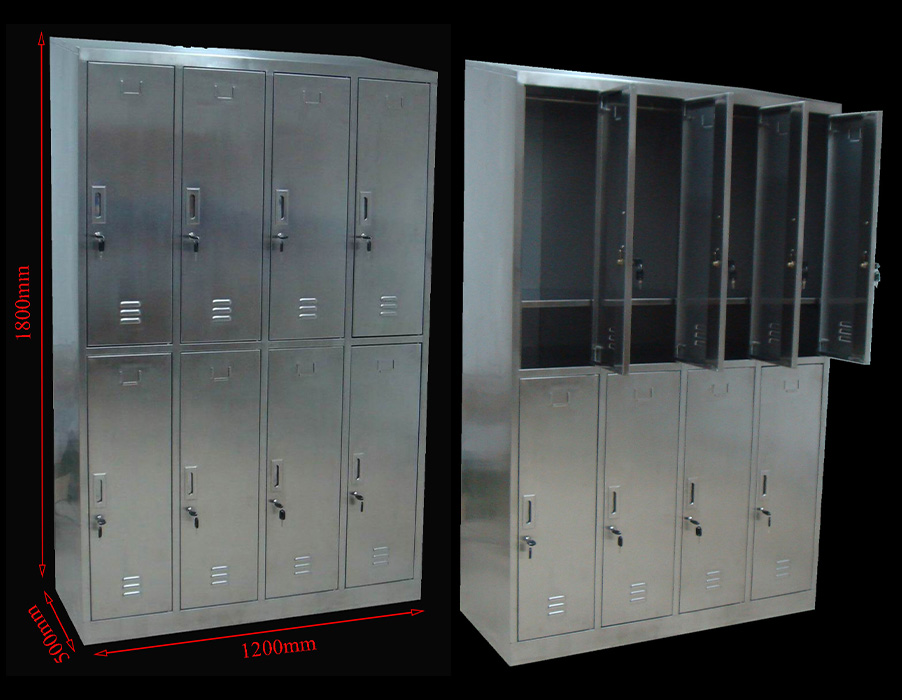 SFS Stainless Steel Wardrobe Locker for Storage Clothes with Eight Doors in Silver-SFS-WL-008