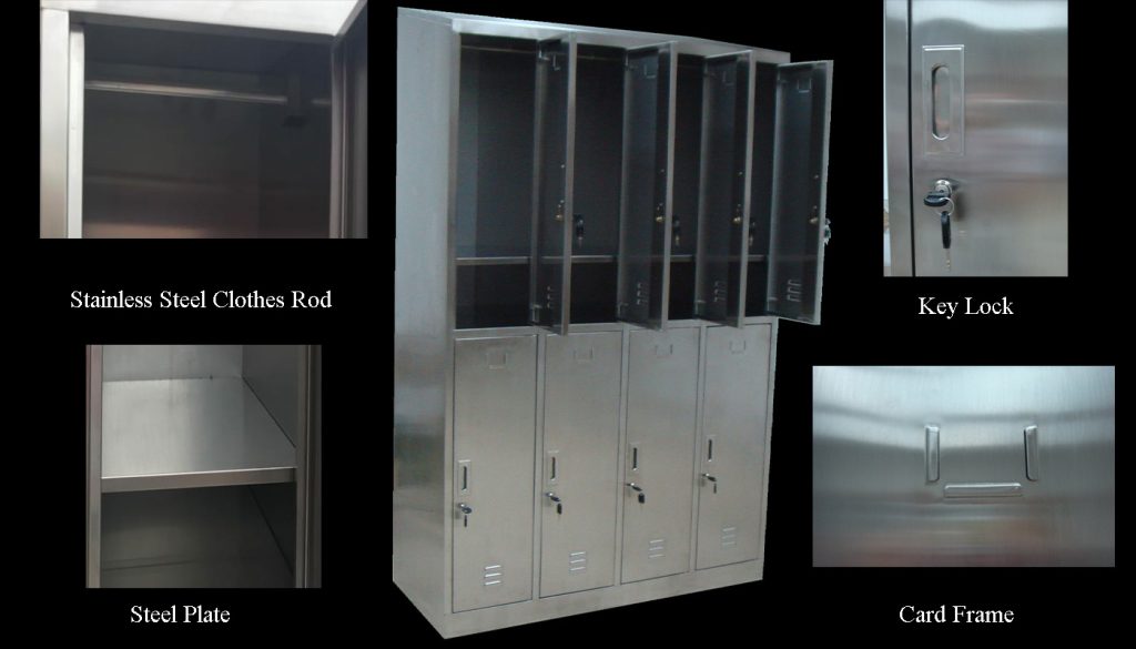 SFS Stainless Steel Wardrobe Locker for Storage Clothes with Eight Doors in Silver-SFS-WL-008