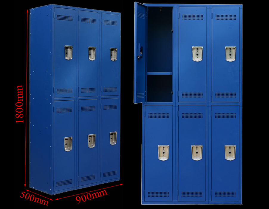 SFS Steel Wardrobe Locker for Storage Clothes with Six Doors in blue-SFS-WL-006