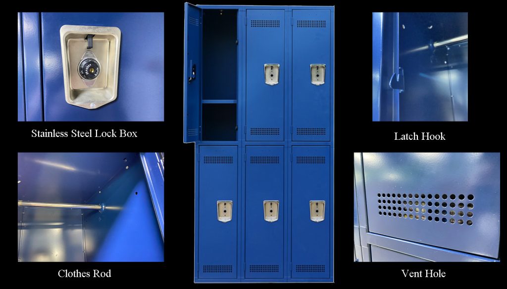 SFS Steel Wardrobe Locker for Storage Clothes with Six Doors in blue-SFS-WL-006