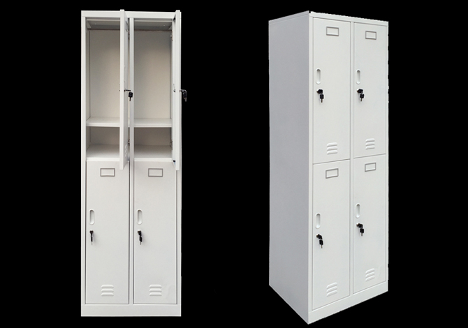 SFS Metal Double Wardrobe Locker for Storage Clothes with Four Doors in White-SFS-WL-004