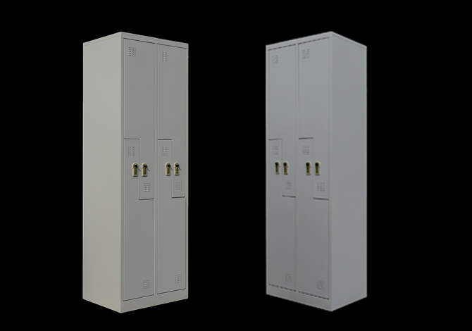 SFS Metal Double Column Wardrobe Locker for Storage Clothes with Four Doors in White-SFS-WL-012