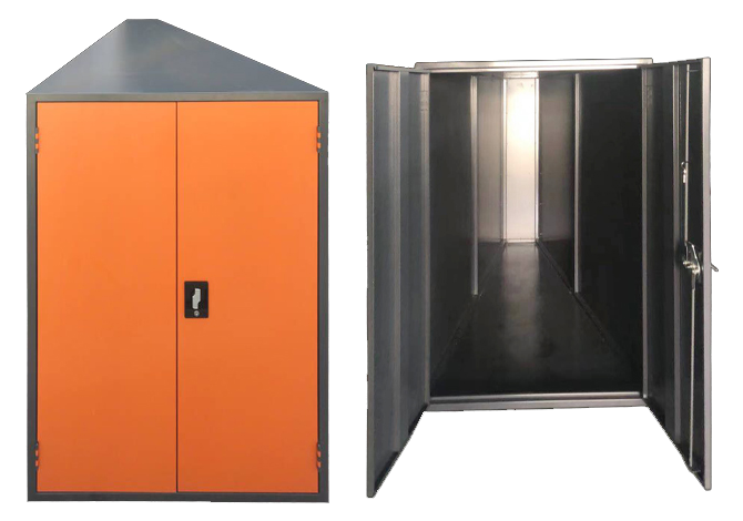 triangle bike storage locker with lockable door