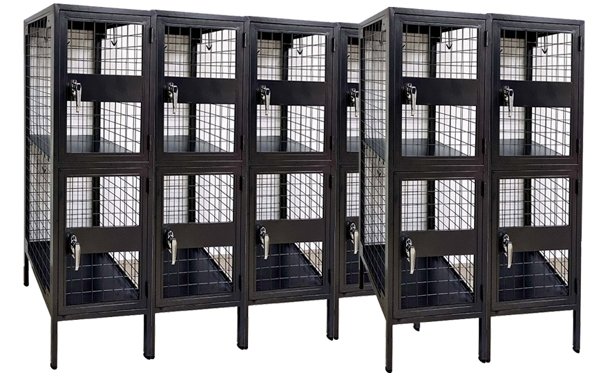 MESH industrial storage cabinet locker with solid steel shelf and hooks