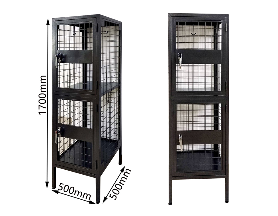 SFS Metal Industrial Wire Mesh Cabinet Locker for Two Doors in Black Color-SFS-MSL-005