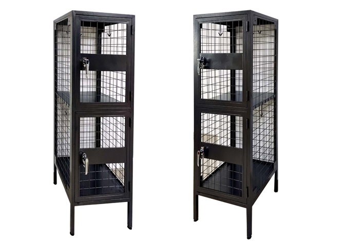 SFS Metal Wire Mesh Locker for Mini Warehouse Storage with Two Doors in Black Color-SFS-MSL-005
