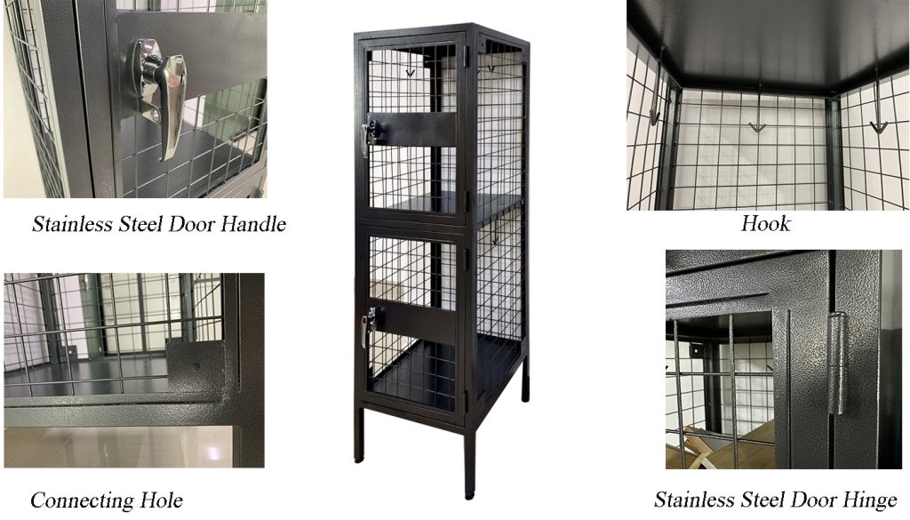 SFS Metal Industrial Wire Mesh Cabinet Locker for Two Doors in Black Color-SFS-MSL-005