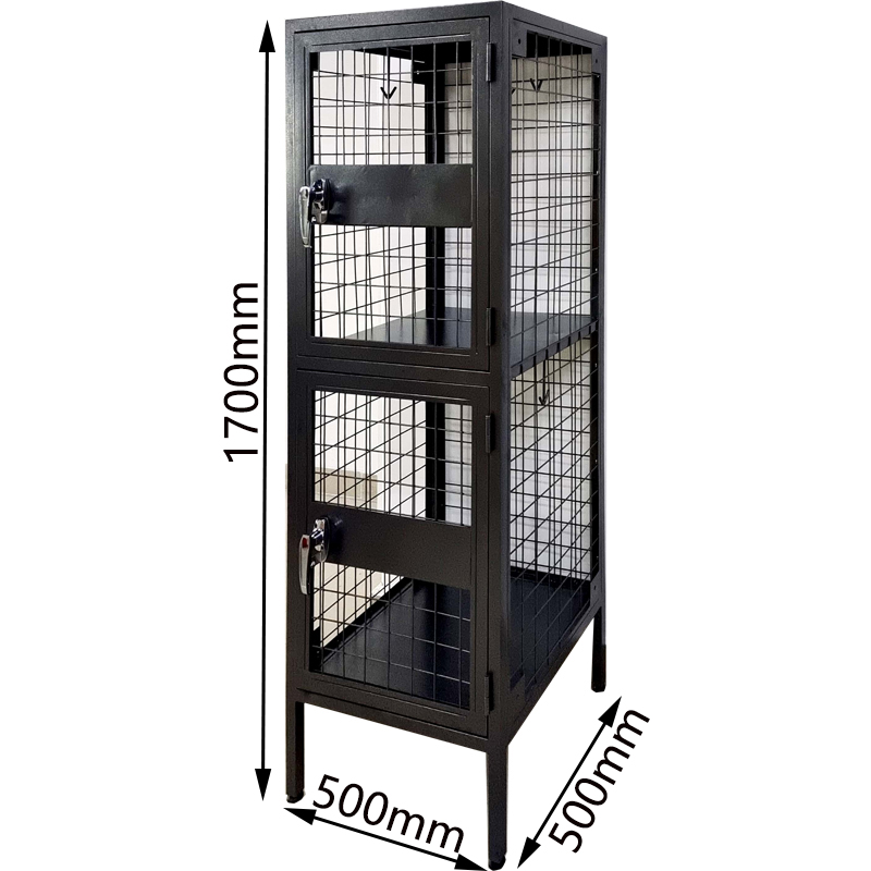 SFS Metal Wire Mesh Locker for Mini Warehouse Storage with Two Doors in Black Color-SFS-MSL-005