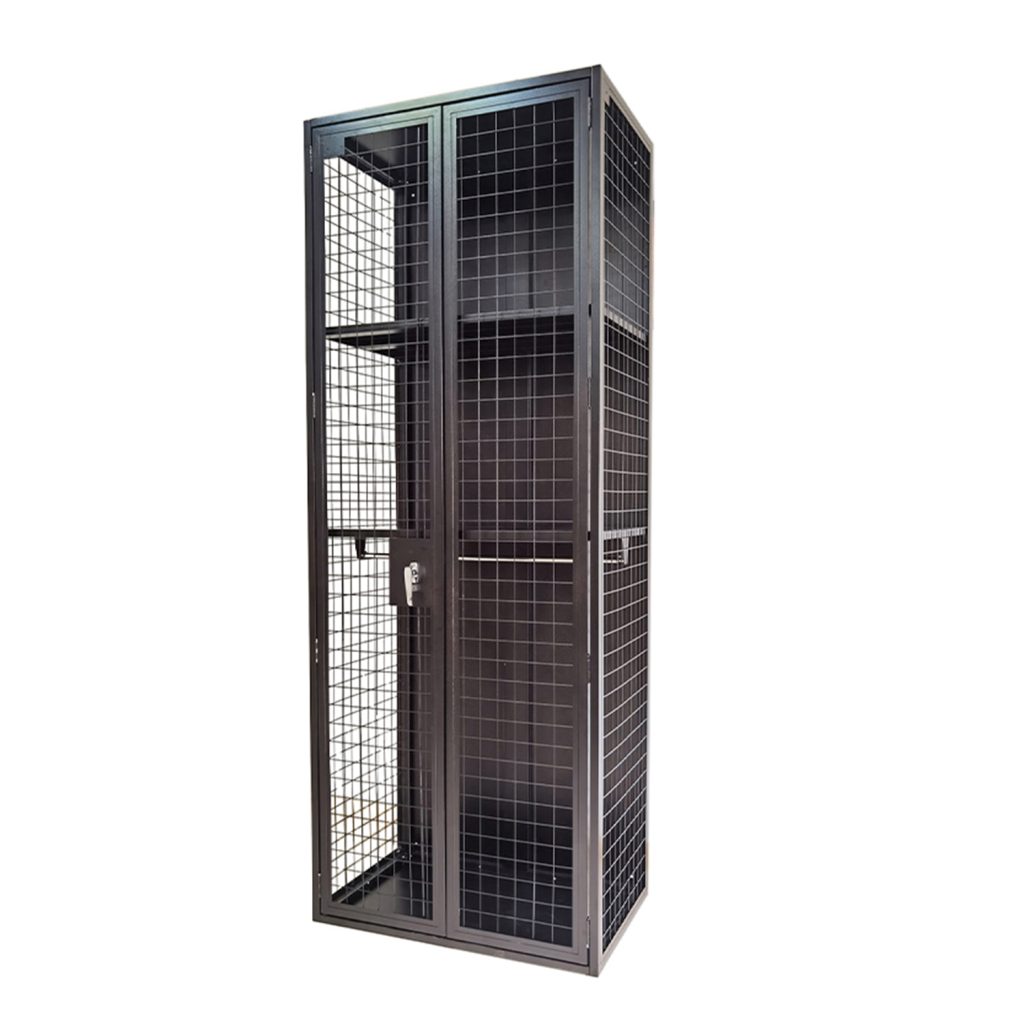 SFS Metal Wire Mesh Locker for Mini Warehouse Storage with Two Doors in Black Color-SFS-MSL-006