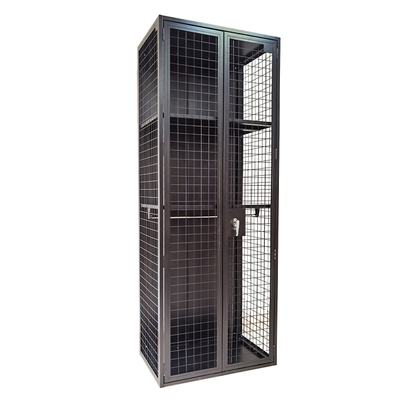 SFS Metal Wire Mesh Locker for Mini Warehouse Storage with Two Doors in Black Color-SFS-MSL-006
