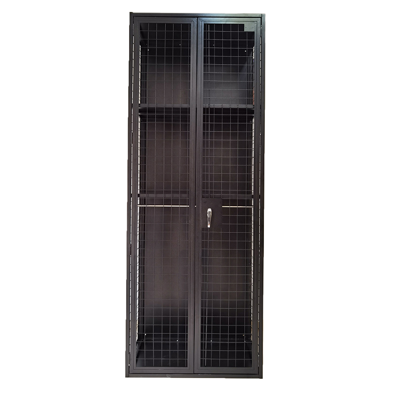SFS Metal Wire Mesh Locker for Mini Warehouse Storage with Two Doors in Black Color-SFS-MSL-006