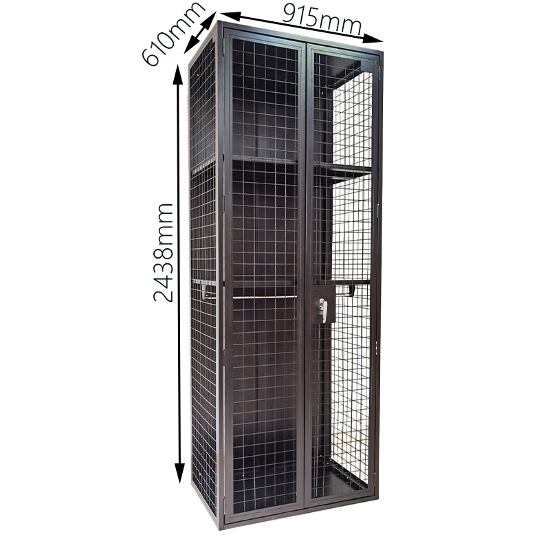 SFS Metal Wire Mesh Locker for Mini Warehouse Storage with Two Doors in Black Color-SFS-MSL-006