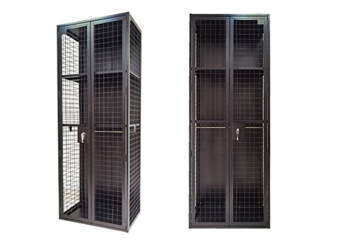 SFS Metal Wire Mesh Locker for Mini Warehouse Storage with Two Doors in Black Color-SFS-MSL-006