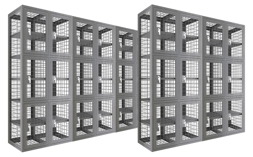 Metal Wire Mesh Security Cage Locker 6 Compartments