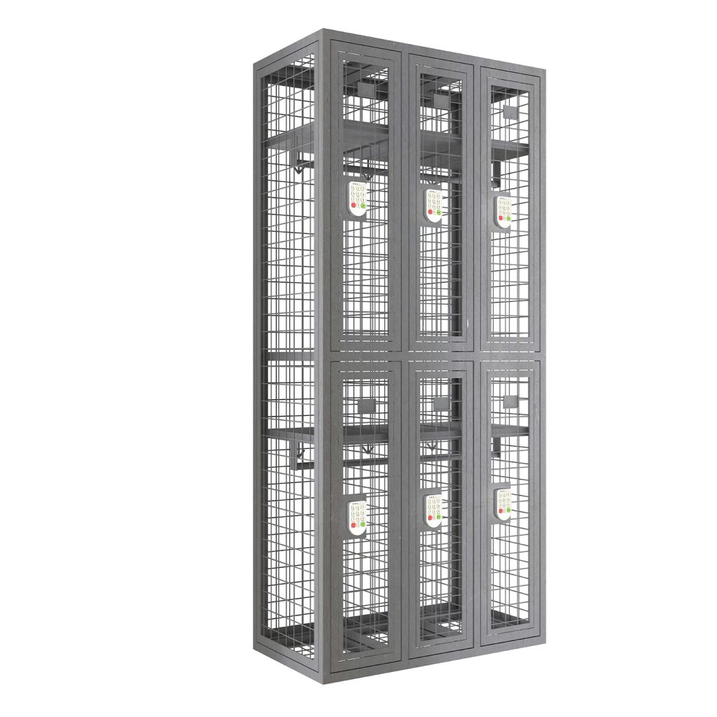 SFS Metal Mesh Locker for Clothes Storage with Six Doors in Black color-SFS-MSL-009