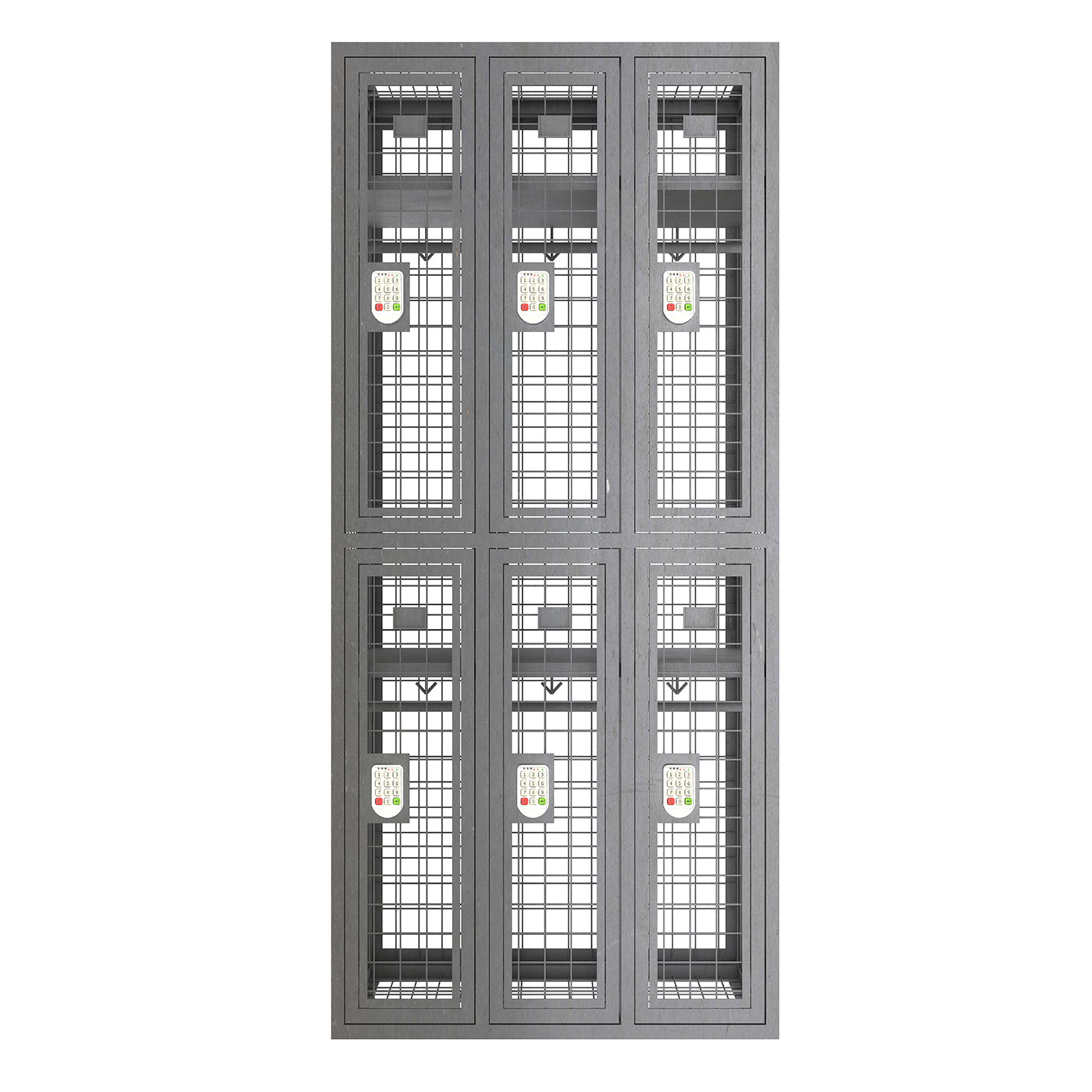 SFS Metal Mesh Locker for Clothes Storage with Six Doors in Black color-SFS-MSL-009