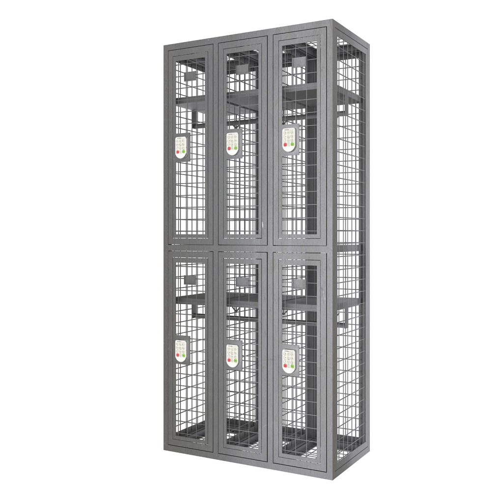 SFS Metal Mesh Locker for Clothes Storage with Six Doors in Black color-SFS-MSL-009