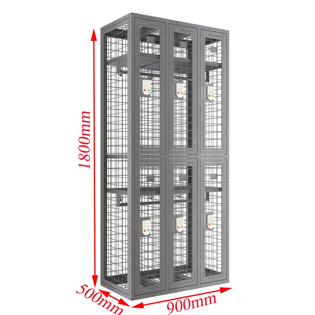 SFS Metal Mesh Locker for Clothes Storage with Six Doors in Black color-SFS-MSL-009