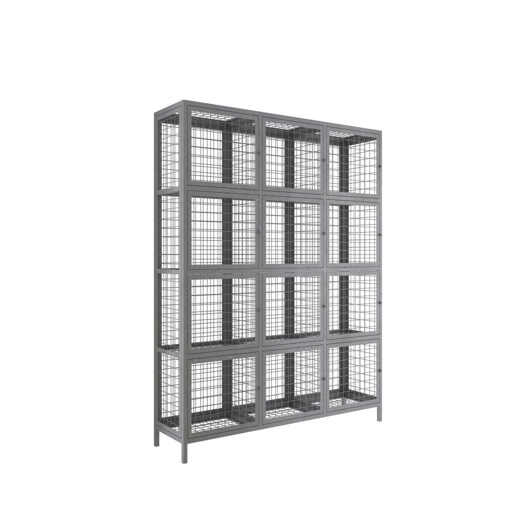 SFS Metal Mesh Locker for Personal Goods or Tools Storage with Twelve Doors in Black-SFS-MSL-010