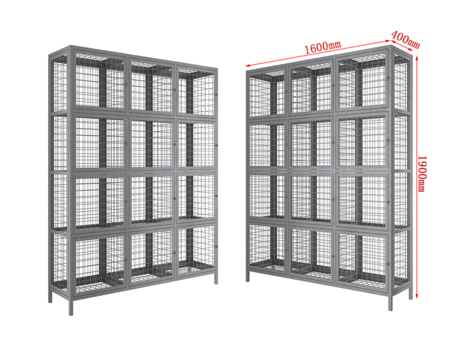 SFS Metal Wire Mesh Storage Locker for Personal Goods or Tools With 12 Doors in Black-SFS-MSL-010