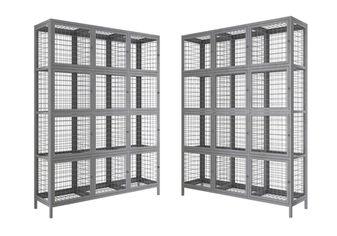 SFS Metal Mesh Locker for Personal Goods or Tools Storage with Twelve Doors in Black-SFS-MSL-010