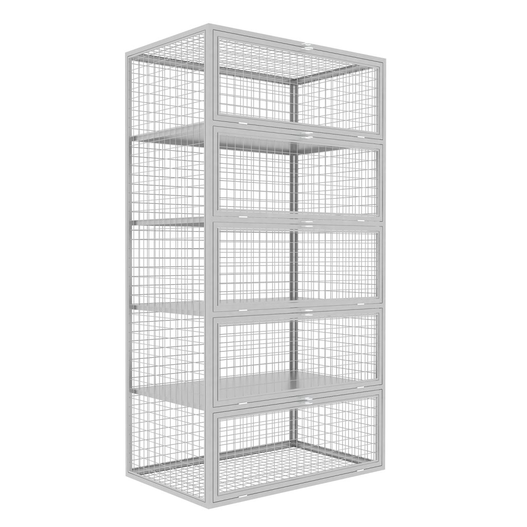 SFS Metal Mesh Locker for Personal Goods or Tools Storage with Five Doors in Black-SFS-MSL-011