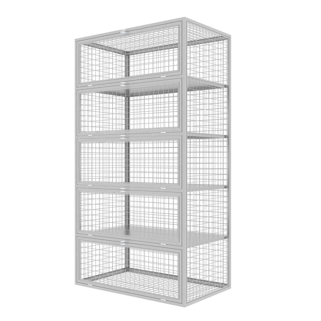 SFS Metal Mesh Locker for Personal Goods or Tools Storage with Five Doors in Black-SFS-MSL-011