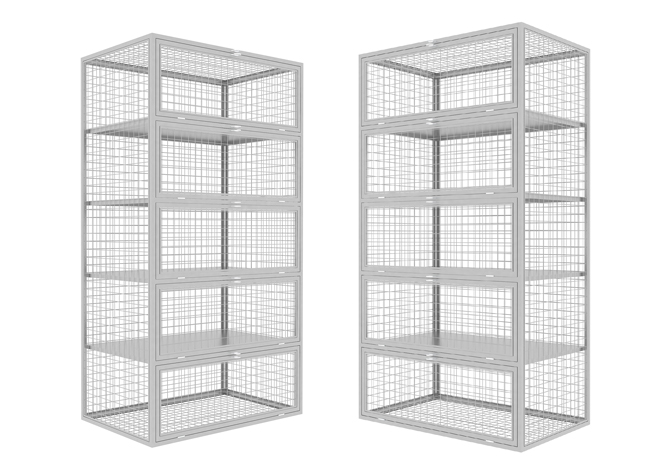 SFS Metal Mesh Locker for Personal Goods or Tools Storage with Five Doors in Black-SFS-MSL-011