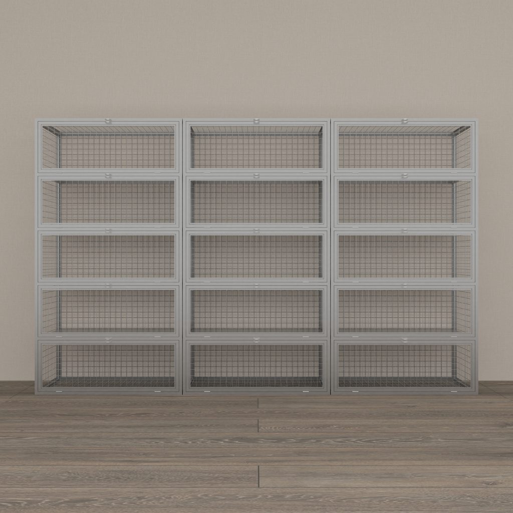 SFS Metal Mesh Locker for Personal Goods or Tools Storage with Five Doors in Black-SFS-MSL-011