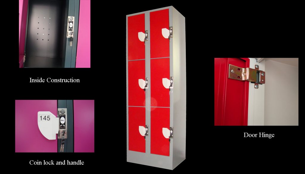SFS Metal Coin Locker for Storage Personal Goods with Six Doors in Multi Color-SFS-CL-001