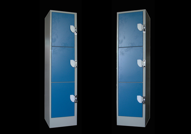 SFS Metal Coin Locker for Storage Personal Goods with Three Doors in Blue-SFS-CL-003
