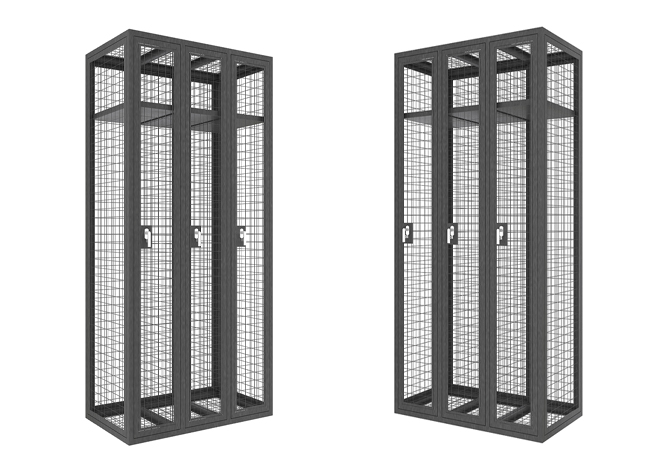 SFS Metal Mesh Locker for Clothes Storage with Triple Doors in Black color-SFS-MSL-007