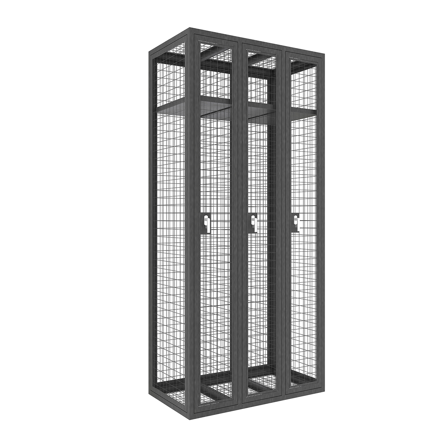 SFS Metal Mesh Locker for Clothes Storage with Triple Doors in Black color-SFS-MSL-007