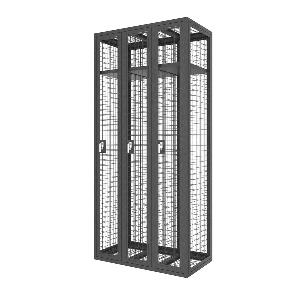 SFS Metal Mesh Locker for Clothes Storage with Triple Doors in Black color-SFS-MSL-007