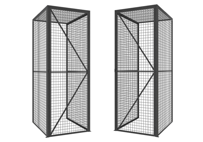 SFS Metal Wire Mesh Locker for Mini Warehouse Storage with Single door in Black Color-SFS-MSL-002