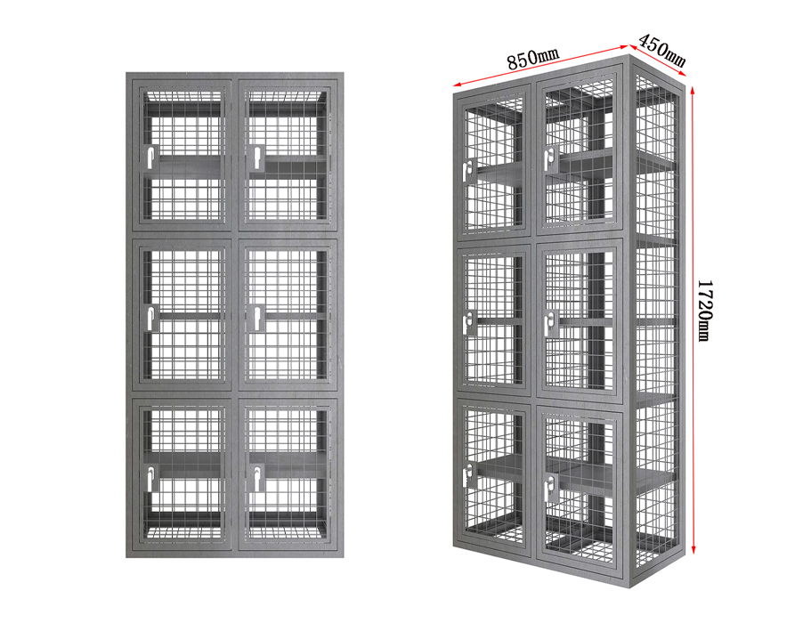 SFS Metal Storage Mesh Locker with Six Doors in Grey Color-SFS-MSL-008