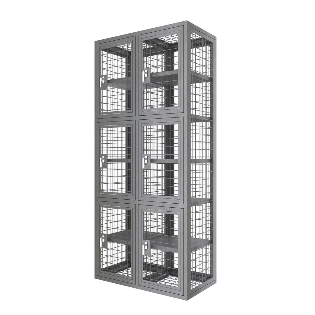 SFS Metal Mesh Locker for Personal Goods or Tools Storage with Six Doors in Black Grey-SFS-MSL-008