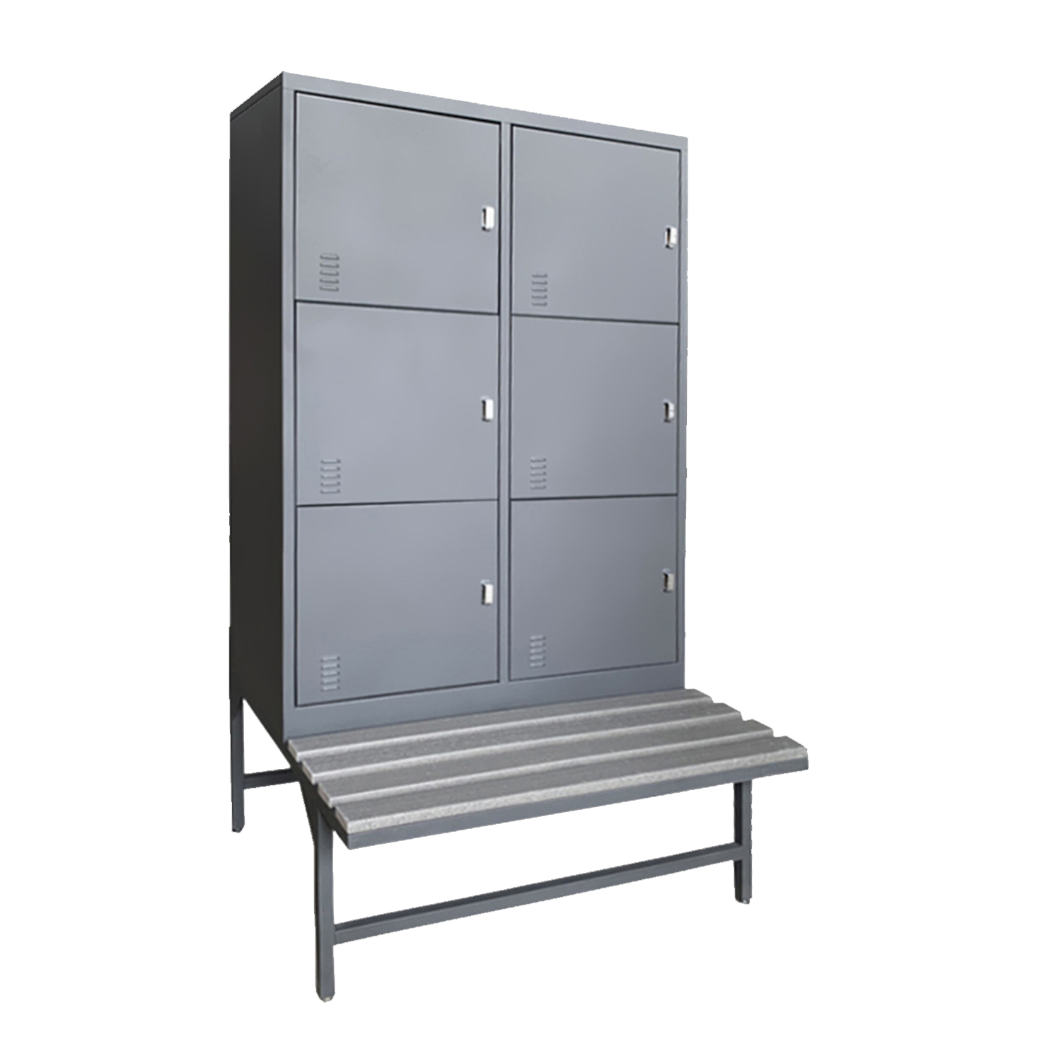 SFS Metal Wardrobe Locker with Bench for Storage Clothes with Six Doors in Grey-SFS-SL-008