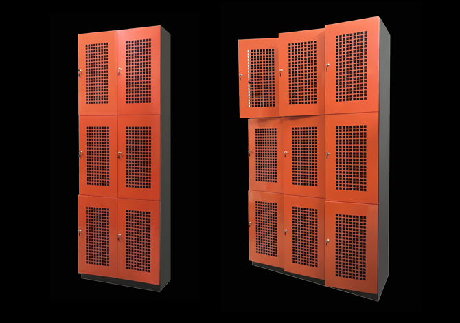 SFS Metal Locker for Storage Clothes with Nine Doors in Orange SFS-SL-003
