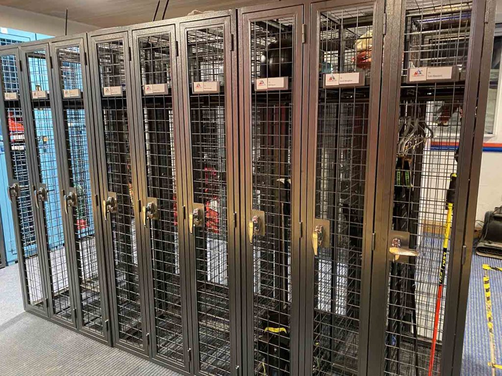 SFS metal wire mesh storage locker in 3 doors